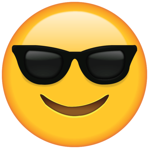An emoji wearing sunglasses with a cool and calm smile.