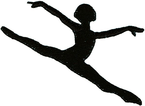 It is a silhouette of a person performing a jete.