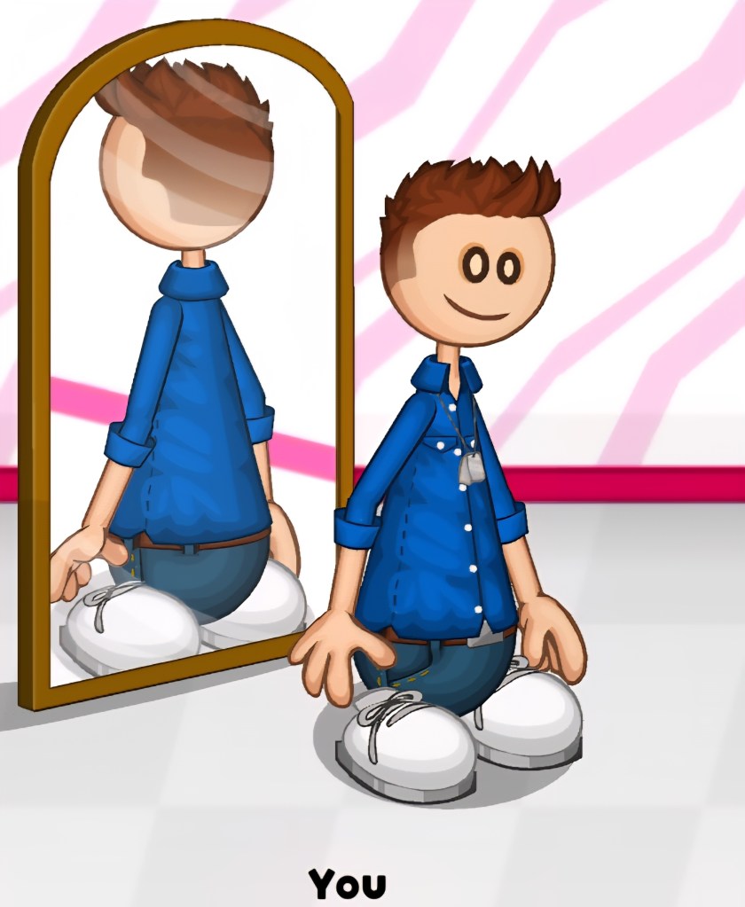 Screenshot of my current Papa's Hotdogeria avatar